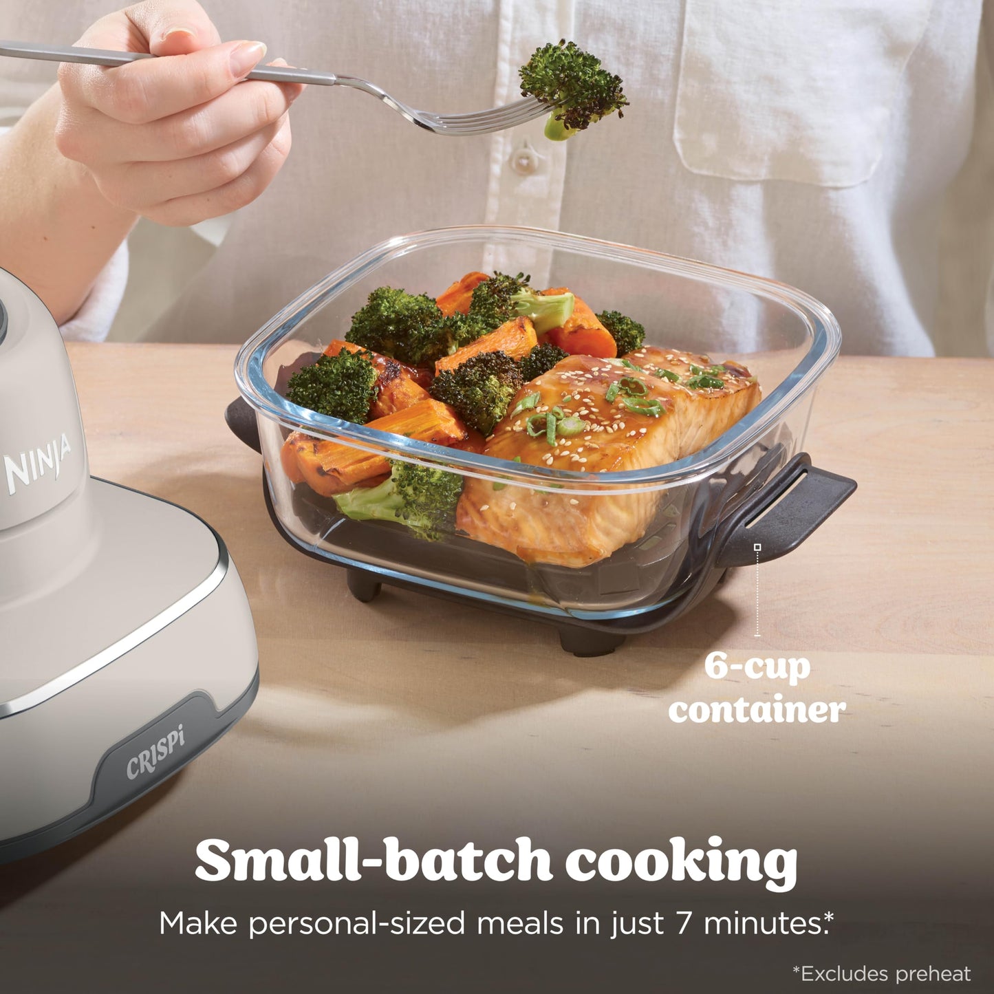 Ninja Crispi 4-in-1 Glass Air Fryer | 450°F | Non-Toxic | 4QT & 6-Cup Glass Containers w/Lids | Microwave, Freezer, Dishwasher Safe | Max Crisp, Air Fry, Bake, Recrisp | Stone | FN101ST