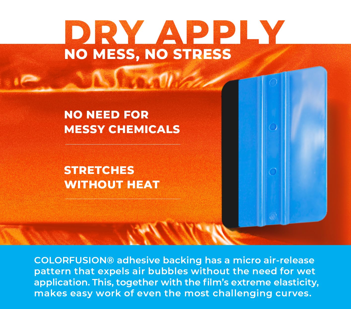 ColorFusion PPF by VViViD, Gloss Flame Orange Dry Apply PPF Vinyl Car Wrap Roll 20ft x 5ft