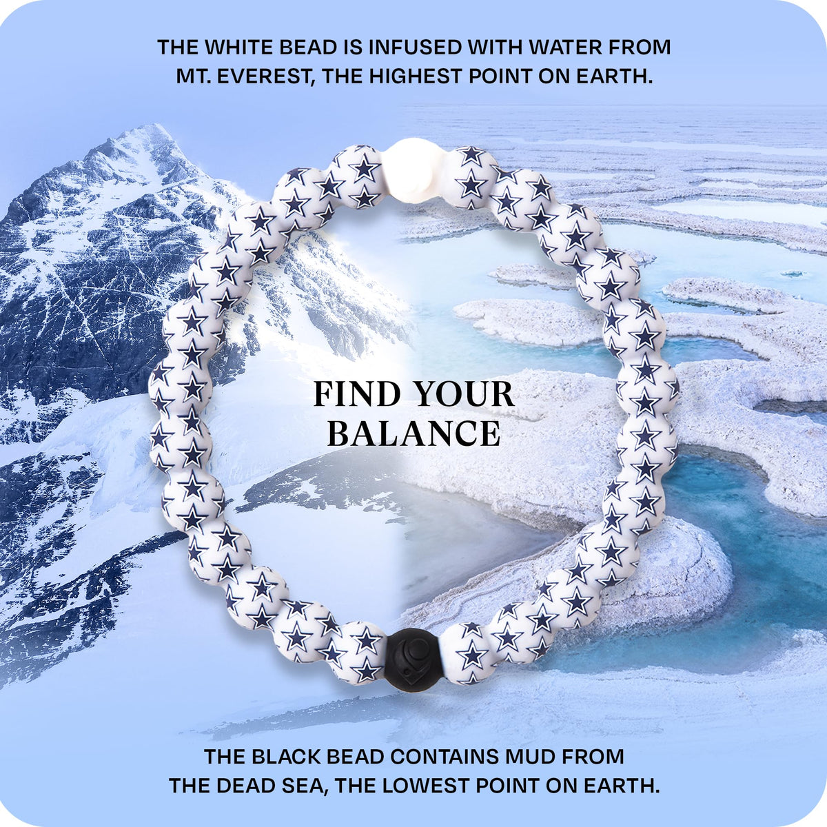 Lokai Silicone Beaded Bracelet for Men & Women, NFL Football Collection - Dallas Cowboys, Logo, Medium - Silicone Jewelry Fashion Bracelet Slides-On for Comfortable Fit
