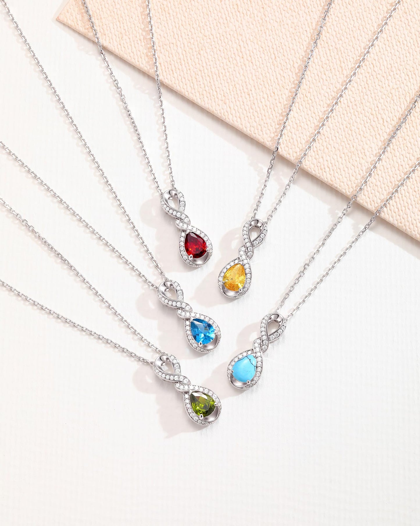 FANCIME Sapphire Necklace September Birthstone Sterling Silver Dainty Infinity Knot Pendant Necklace Blue Gemstone Fine Jewelry Anniversary Birthday Graduation Mothers Day Gifts for Women Mom