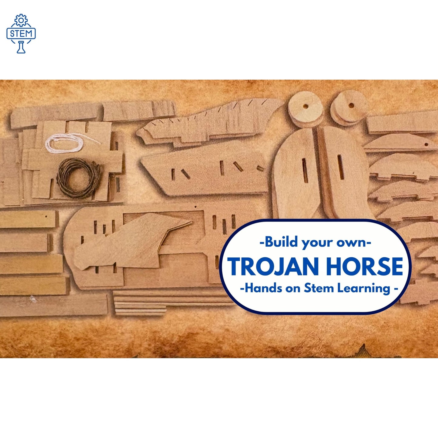 PATHFINDERS STEM Kit – Trojan Horse Model | DIY Wooden Craft Kit for Kids 10-14 | Girls Arts & Crafts STEM Gift | Ancient Greek History Project | Hands-On Educational Toy Engineering and Science