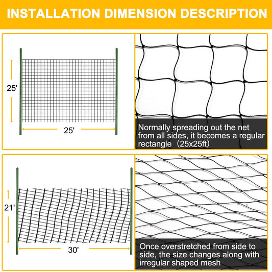 BSTPCOO Chicken Netting 25'x25' with 1" Mesh Nylon Bird Netting for Chicken Coop, Heavy Duty Poultry Net Bird Net for Garden Deer Fence for Fruit Tree