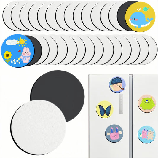 30 Pcs Round Canvas for Painting Panel Mini Magnetic Canvases Boards for Painting Art Crafts for Girls Tweens Gift DIY Fridge Magnets Decor (3",Round Shape
