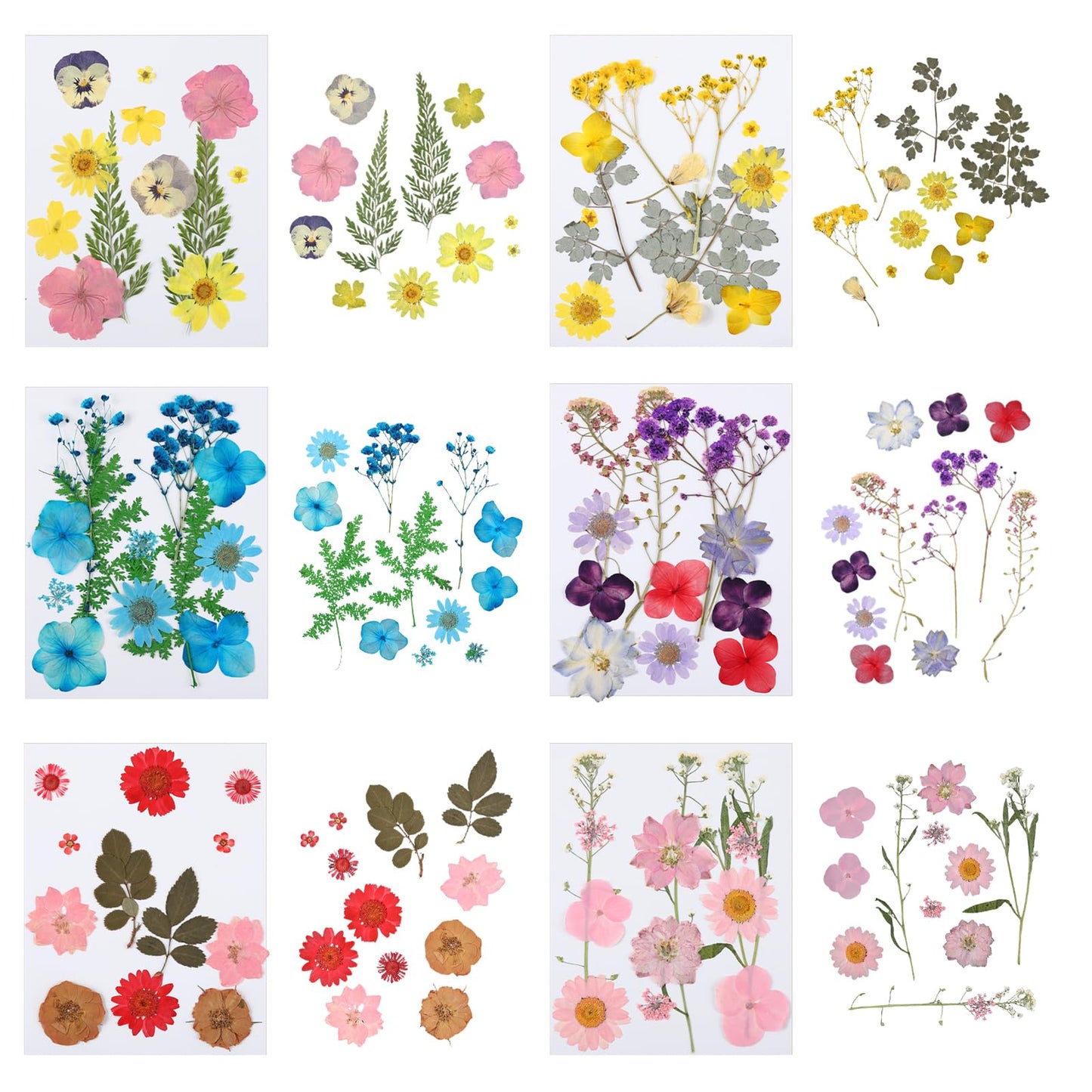 Ovveroche 72 PCS Dried Pressed Flowers 52 Butterflies Stickers 6 Stainless Steel Tweezers Bulk DIY Craft Kit for Resin Jewelry Soap Candle Making Scrapbooking Bookmark Nail Decor