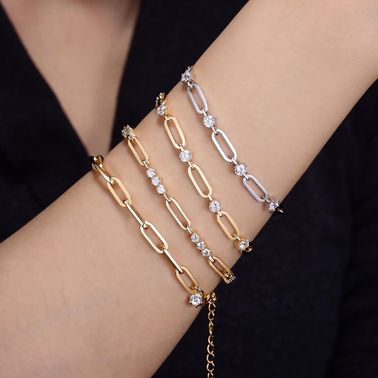 shinelab Paperclip Bracelet for Women Couple Bracelets with Chain Strand Jewelry for Men_7inches