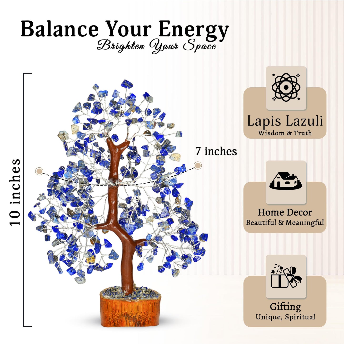 YATSKIA Lapis Lazuli Crystal - Crystal Tree - Feng Shui Decor - Tree of Life - Meditation Accessories - Desk Decorations, Spirtual Things, Good Luck Gifts