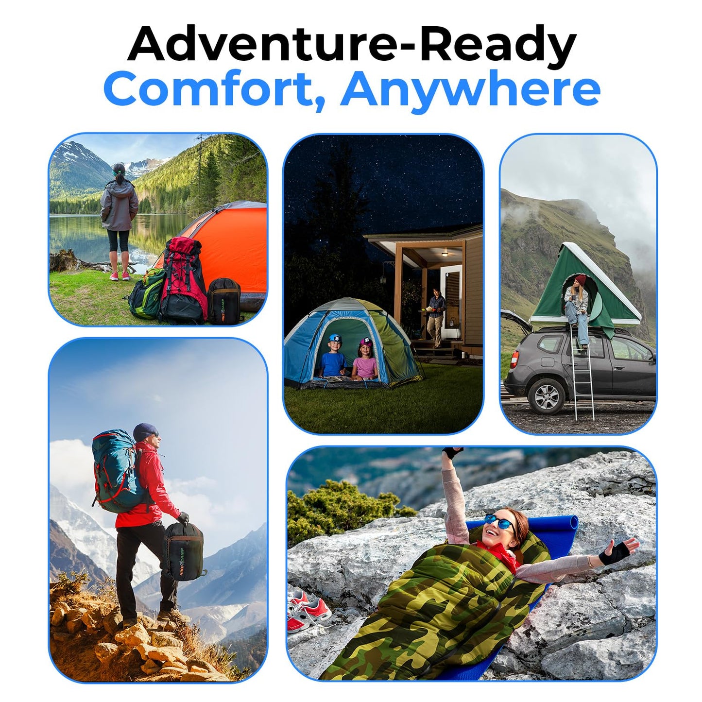 SereneLife Backpacking Sleeping Bag Camping Gear, Mummy Sleeping Bag for Adults/Teens w/Pillow and Bag, Outdoor Lightweight Weather Proof Sleeping Bag for Camping, Hiking Traveling, Camouflage