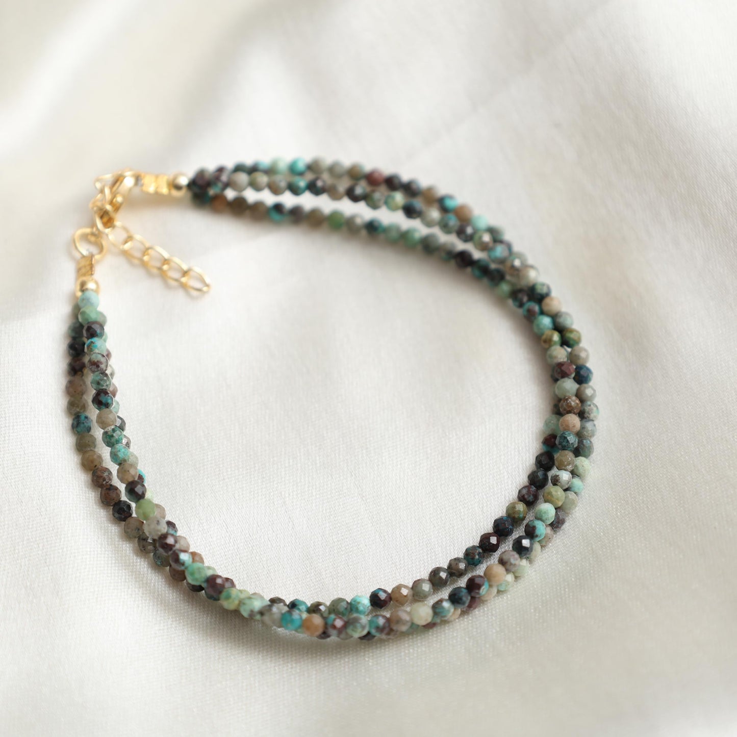 Gempires Turquoise Beaded Bracelets Multi Strand Handmade Jewelry Hypoallergenic 8 Inch Gold Plated December Birthstone Elegant Jewelry Gifts For Women
