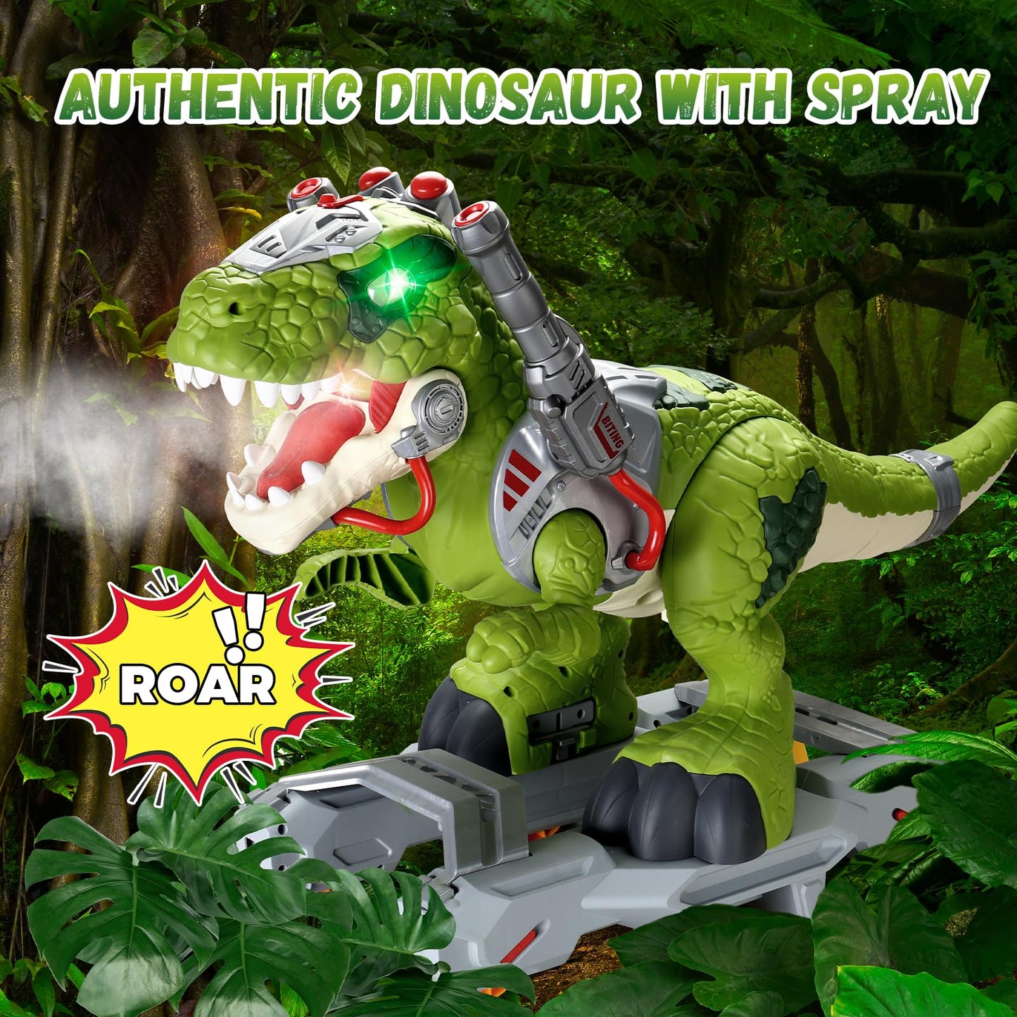 Dinosaur Ride On Toy Cars for Kids, Toddler Electric Ride On Toys with Music, Light & Smoke, Preschool Kids Scooter Foot-to-Floor Walker Indoor Outdoor,Birthday Easter Gifts for Boys Age 3 4 5