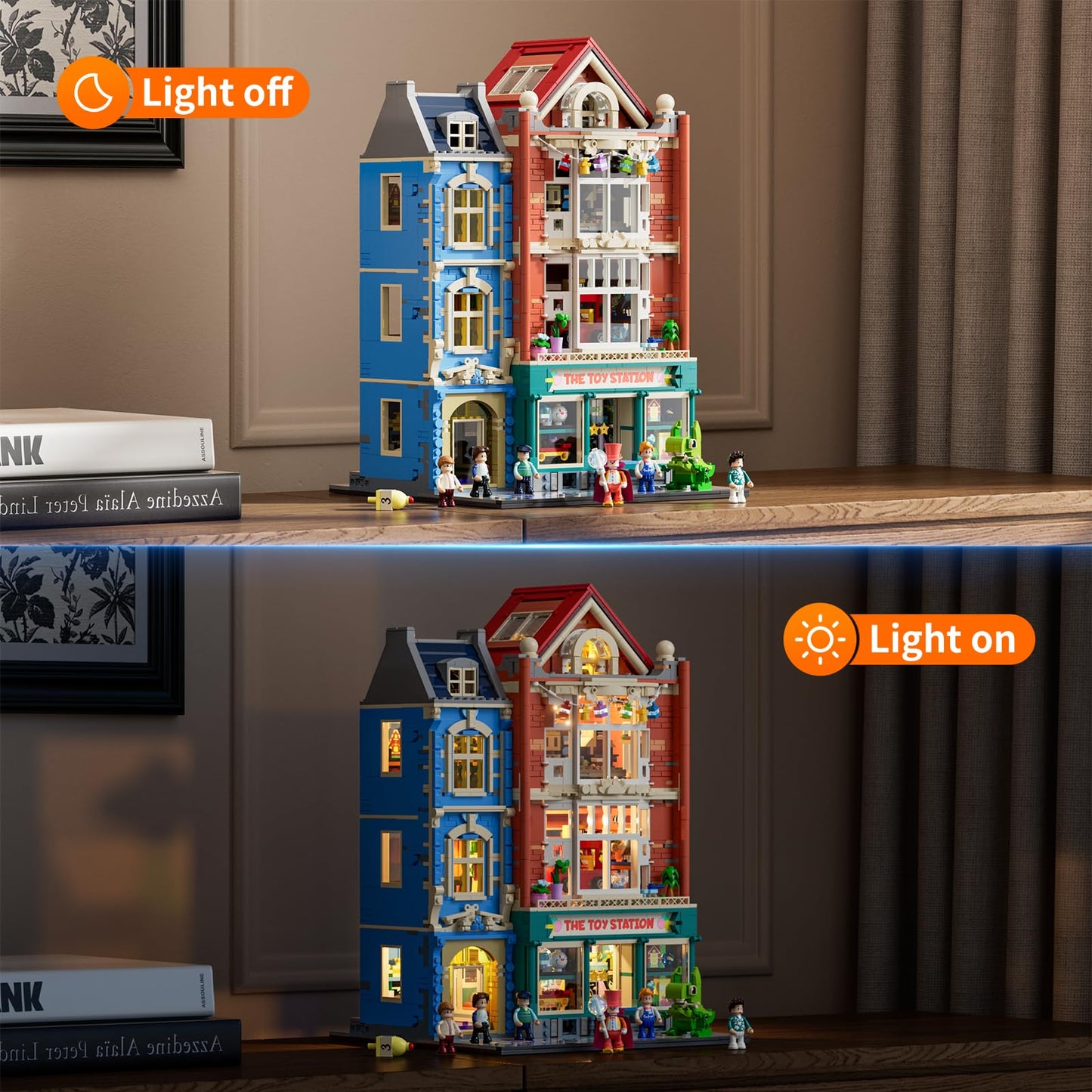 Lumibricks Toy-Store Lighting Building-Bricks Set – City Town Modular Townhouse Toy Shop Dollhouse LED Light Display Model 3086 Pcs Construction Kit for Adults and Teens