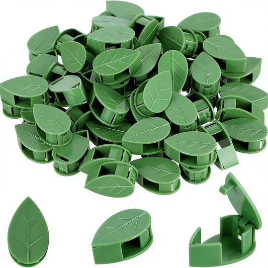 Odetina 2026 New Plant Clips for Climbing Plants, 10 Pcs Green Leaf Shaped Self-Adhesive Plant Wall Clips, Plant Climbing Wall Fixture Clips for Vine Support, Wall Plant Holder & Cable Organization