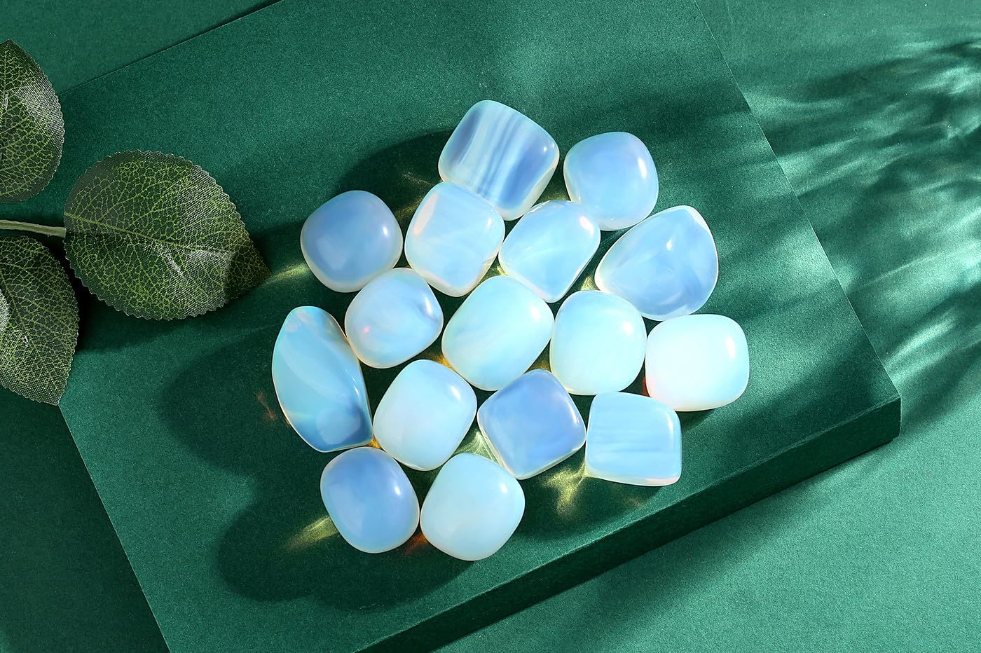 QINJIEJIE 0.9 LBS Opal Polished Stones Tumbled Crystals Bulk Gemstones Healing Crystal White Opalite Rocks Set Decorative Landscape Quartz Vase Filler Reiki Stone for Home Decor Energy Gift