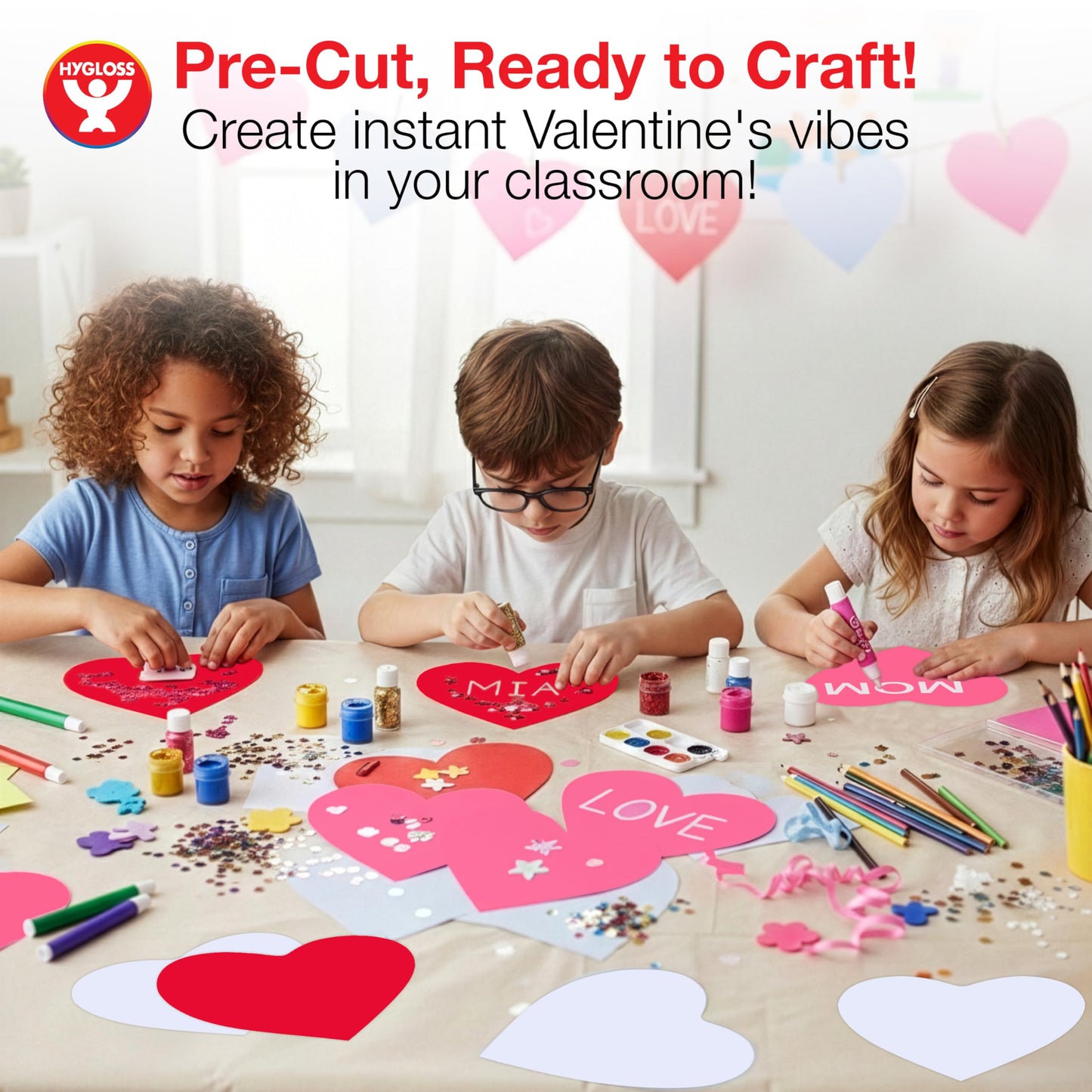 Hygloss Heart Shape Paper Cut-Outs for Arts & Crafts-Many Creative Uses-Valentine’s Day Activities-6 Inches-240 Pcs, Red, Pink & White
