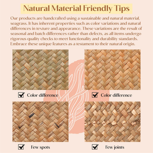 6 Pack Rectangular Woven Placemats, Rattan Wicker Table Mats, 17" x 12", Natural Seagrass Place Mats for Dining Table