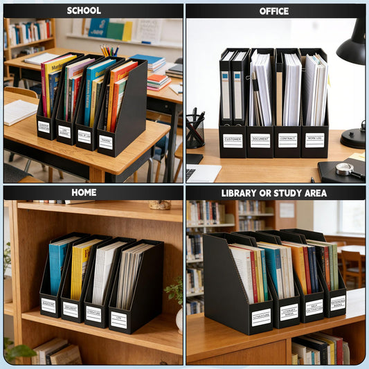 YOTINO Black Magazine Holder, 8 Pack Cardboard Magazine File Holders, Vertical Desktop File Holder Organizer, Sturdy Magazine Rack for Office, Home and Classroom