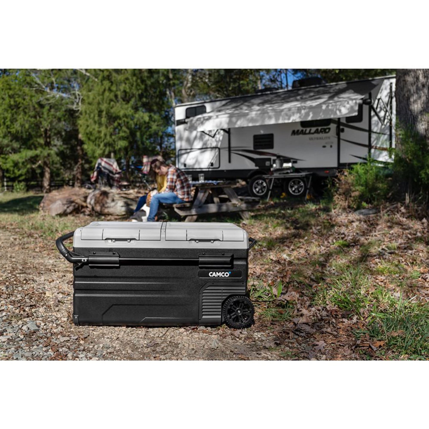Camco 51522 CAM-950 Portable Refrigerator, AC 110V/DC 12V Compact Fridge/Freezer with Dual Zone Cooling, 95-Liter - Keeps Food and Drinks Cold While On-the-Go - Ideal for Road Trips, RVing, Camping