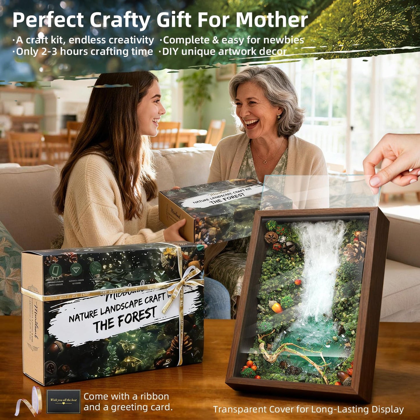Microland Calming Craft Kits for Adults DIY Zen Forest Landscape Resin Craft Kit Fun Creative Crafting Set for Teens Women Relaxing Adult Activities on Ladies Night Crafty Artist Gift for Mom Birthday