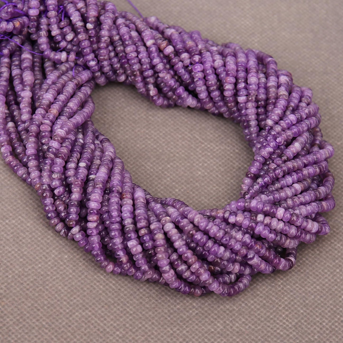 BONNY BOXX 1 Strand (150PCs) Natural 2 * 4mm Amethyst Rondelle Beads, Natural Abacus Disk Stone Beads Loose Spacer Gemstone for DIY Bracelet Necklace Jewelry Making
