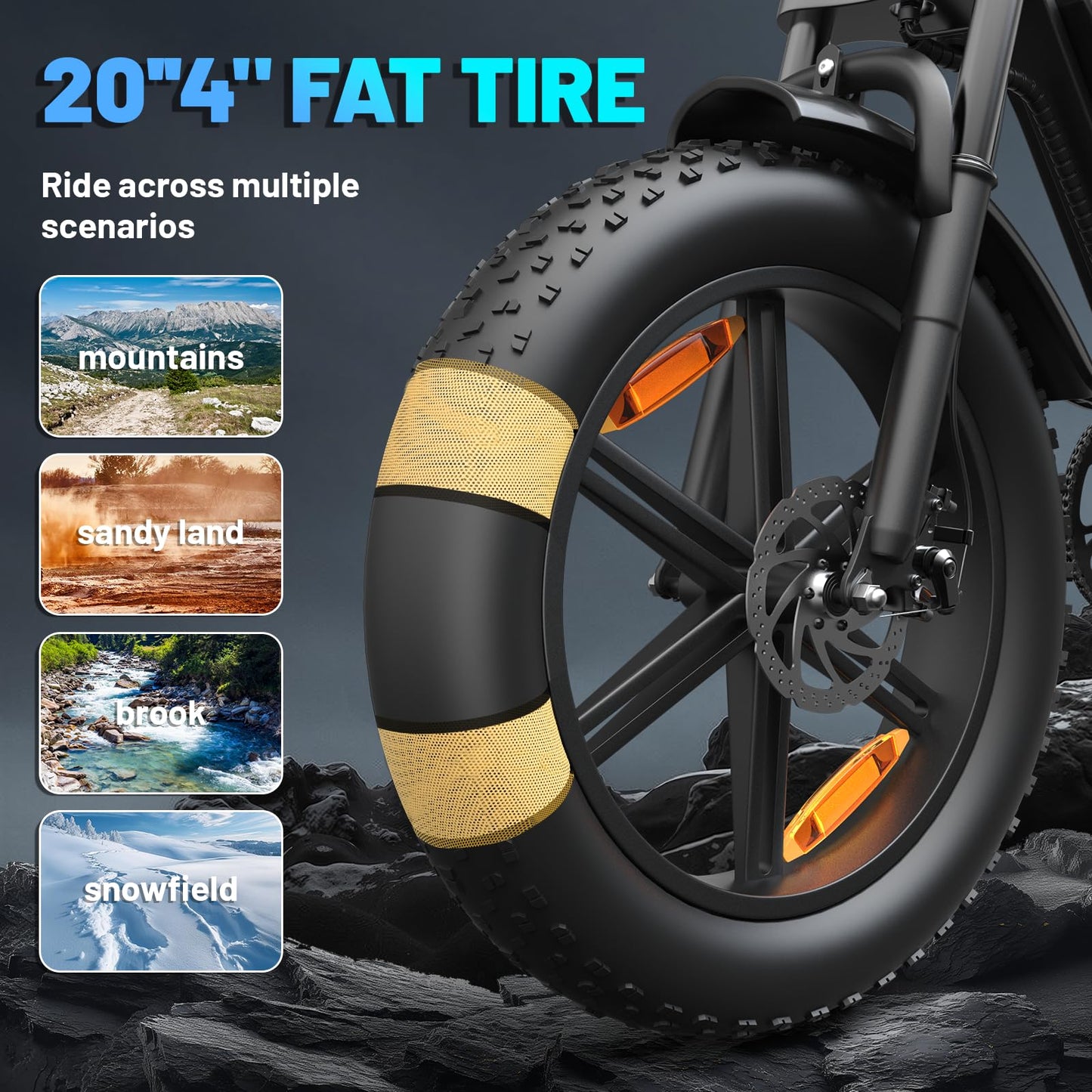Askmy Fat Tire Electric Bike - Foldable E-Bike with Shock Absorption, Throttle Control, LCD Display, and Long Battery Life for Urban Commuting (20in)