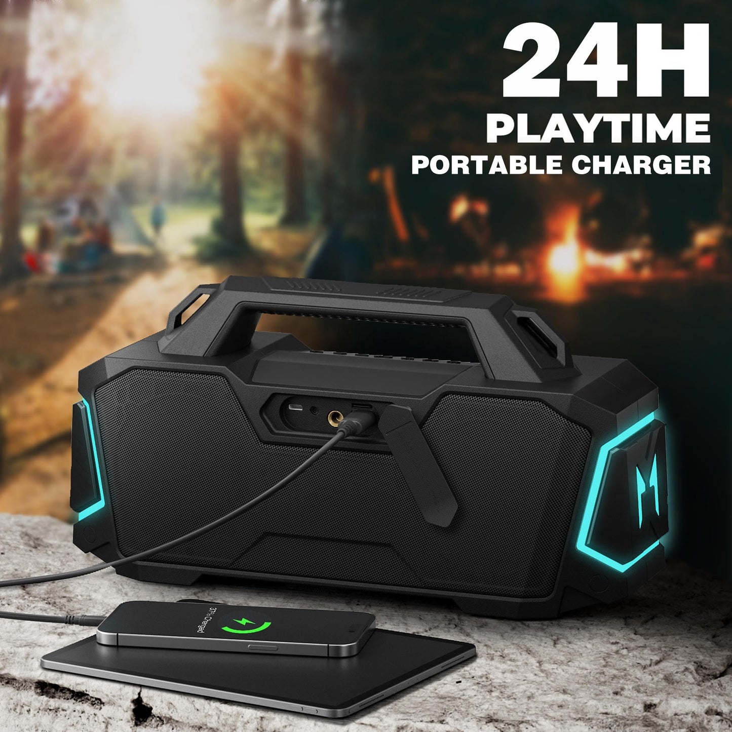 Bluetooth Speaker,Musibaby M1 Portable Bluetooth Speakers:Loud Stereo Sound with Subwoofer,Deep Bass,IPX6 Waterproof,Wireless Speaker with BT5.3,Dual Pairing,24H+ Playtime for Outdoor,Beach(Blk)