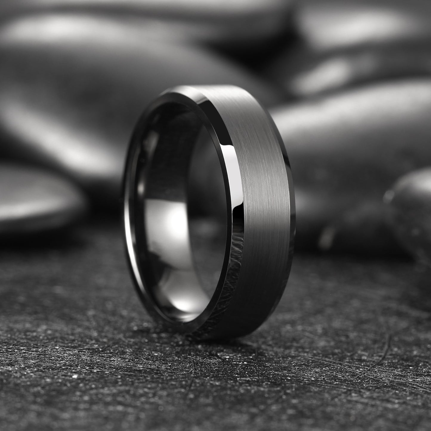King Will 7mm Tungsten Carbide Ring for Men, Gunmetal Matte & Polished Comfort Fit ，Size 14