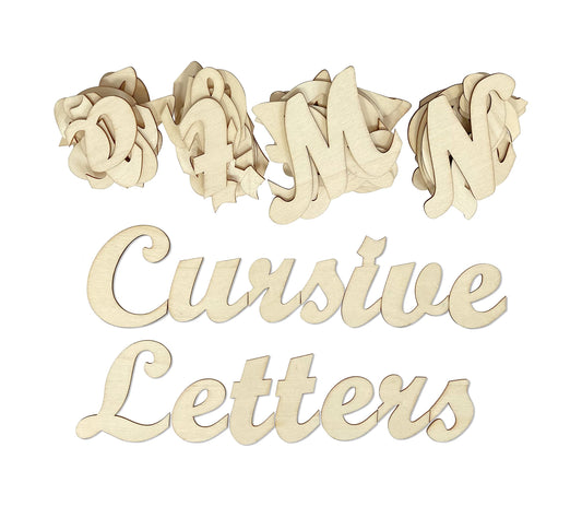 3 Inch 284 Pieces Wooden Letters Unfinished Wood Letters for Crafts Cursive Alphabets with Extras