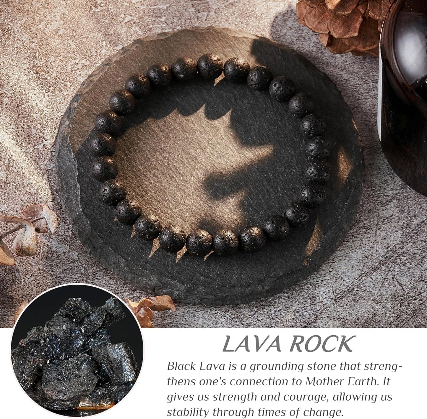 Seyaa Lava Rock Bracelet, Mens Bracelet, Crystal Beaded Bracelet Unisex, Inspirational Anniversary Christmas Birthday Valentines Day Gifts for Him Men Women