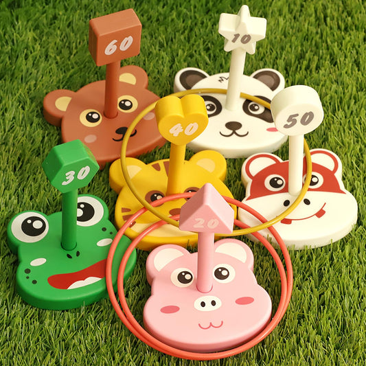 Animal Ring Toss Game Toy Set for Kids, 6 Targets Stands & 36 Rings Combo, Indoor Outdoor Party Yard Family Adults Activity, Holiday Present Birthday Gift for Toddlers Boys Girls Child Ages 3+