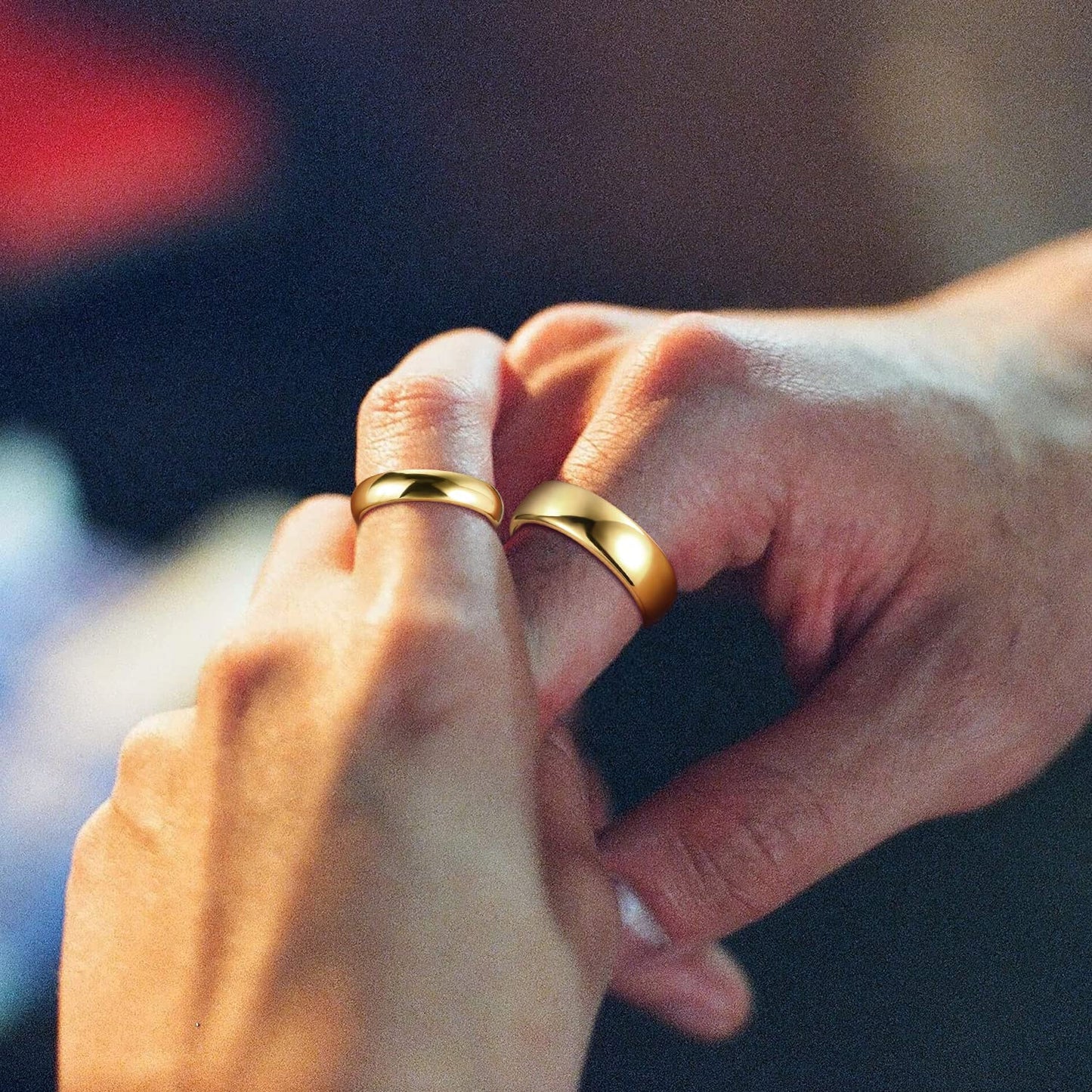 Greenpod 6mm 24K Gold Plated Tungsten Carbide Rings for Men Women Dome Polished Classic Wedding Band Comfort Fit Size 6.5