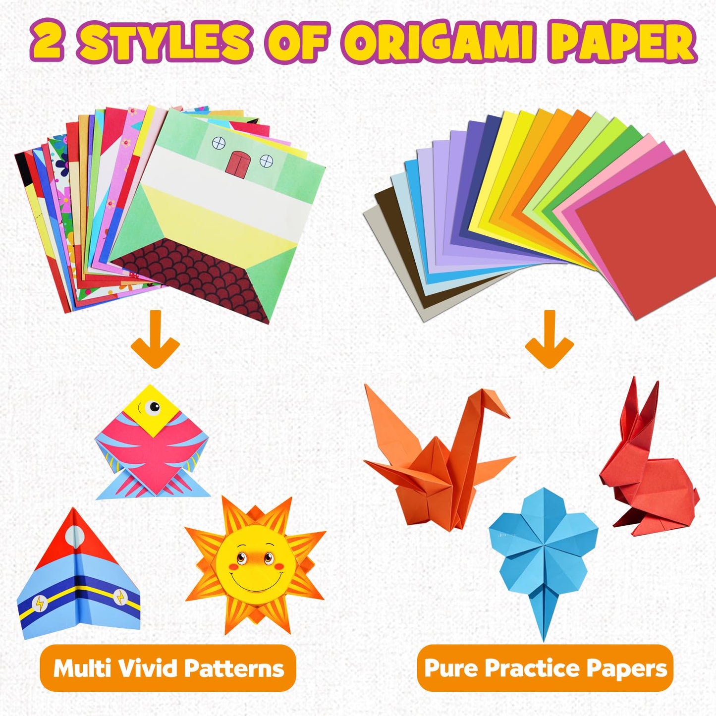 Pigipigi Kids Craft Origami Paper Kit for Kids Ages 5-8 8-12, with Guiding Book, 208 Sheets DIY Art and Crafts Supplies, Colorful Folding Papers Set Projects Gifts Activity for Boy Girl Toys(Cartoon)