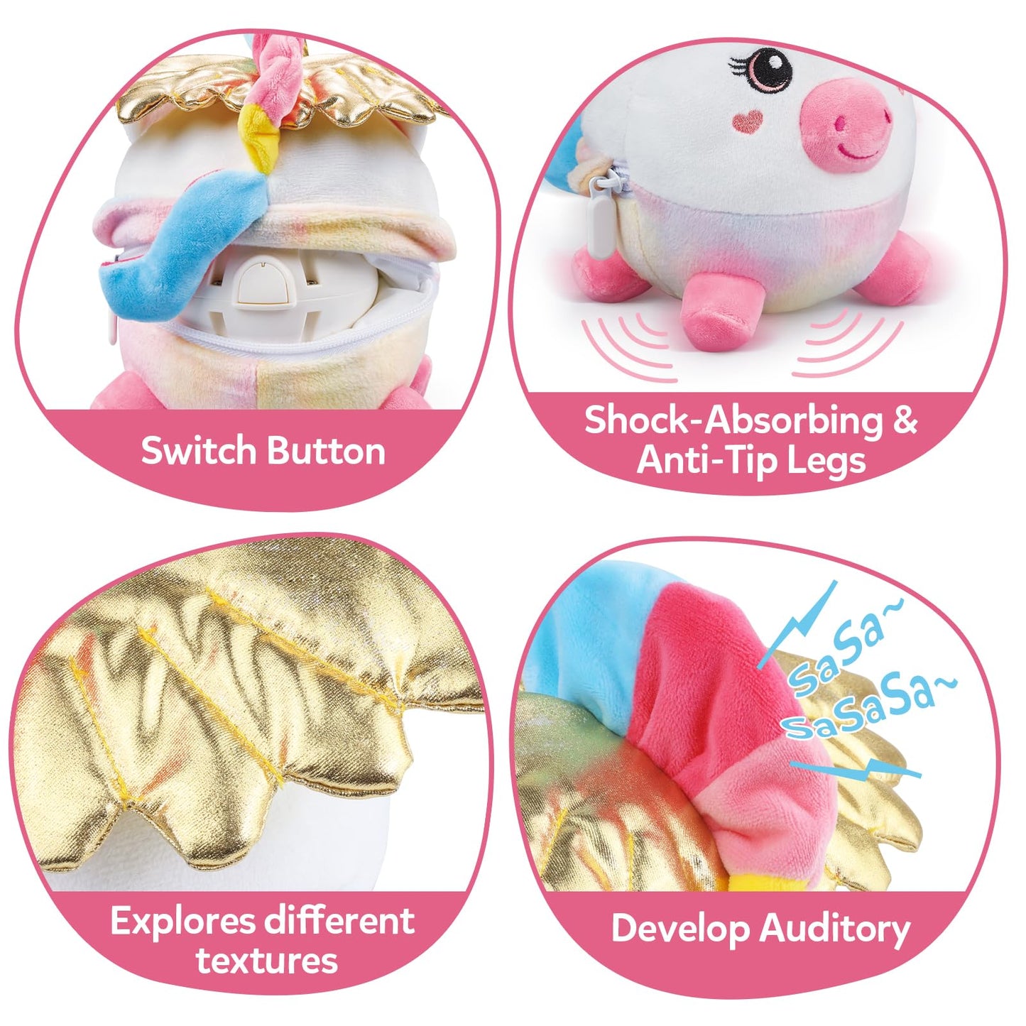 Baby Toys 6-12-18 Months,Musical Crawling Unicorn Plush Toy with 48 Songs & Recording, Dancing Walking Moving Bouncing Learning Toy, Tummy Time Sensory Toys for 1 2 3 Year Old Girls Birthday Gifts