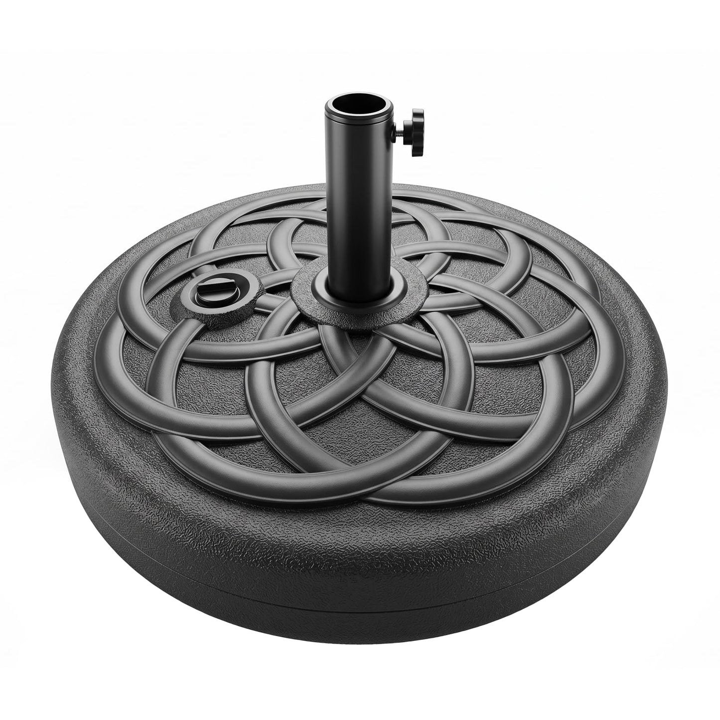 T&Jero Round Heavy Duty Plastic Patio Umbrella Base Stand Weight for Outdoor, 112 lb with Water and Sand Filled, Black