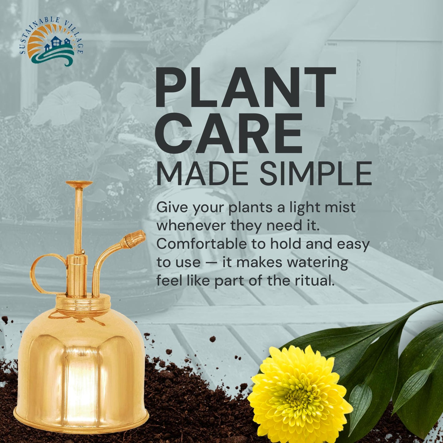 Sustainable Village Watering Can Indoor Plants - Brass Plant Mister - Stylish and Rust Resistant Watering Cans for Healthy Hydration - Prevents Overwatering