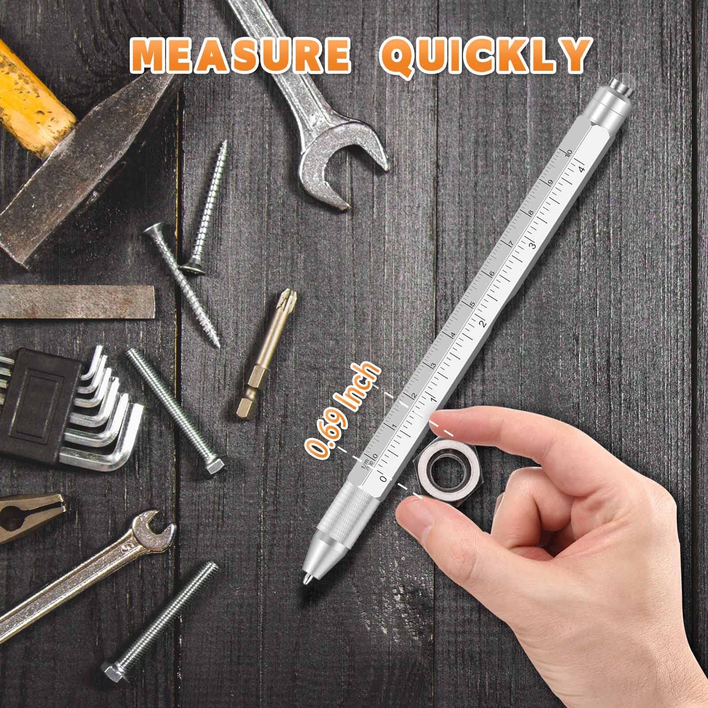 Fathers Day Men Gifts for Him, 9 in 1 Multitool Pen, Birthday Gift for Men Who Have Everything,Fathers Day Dad Gifts for Husband Grandpa Boyfriend,Fathers Day Gift from Daughter (Silver)