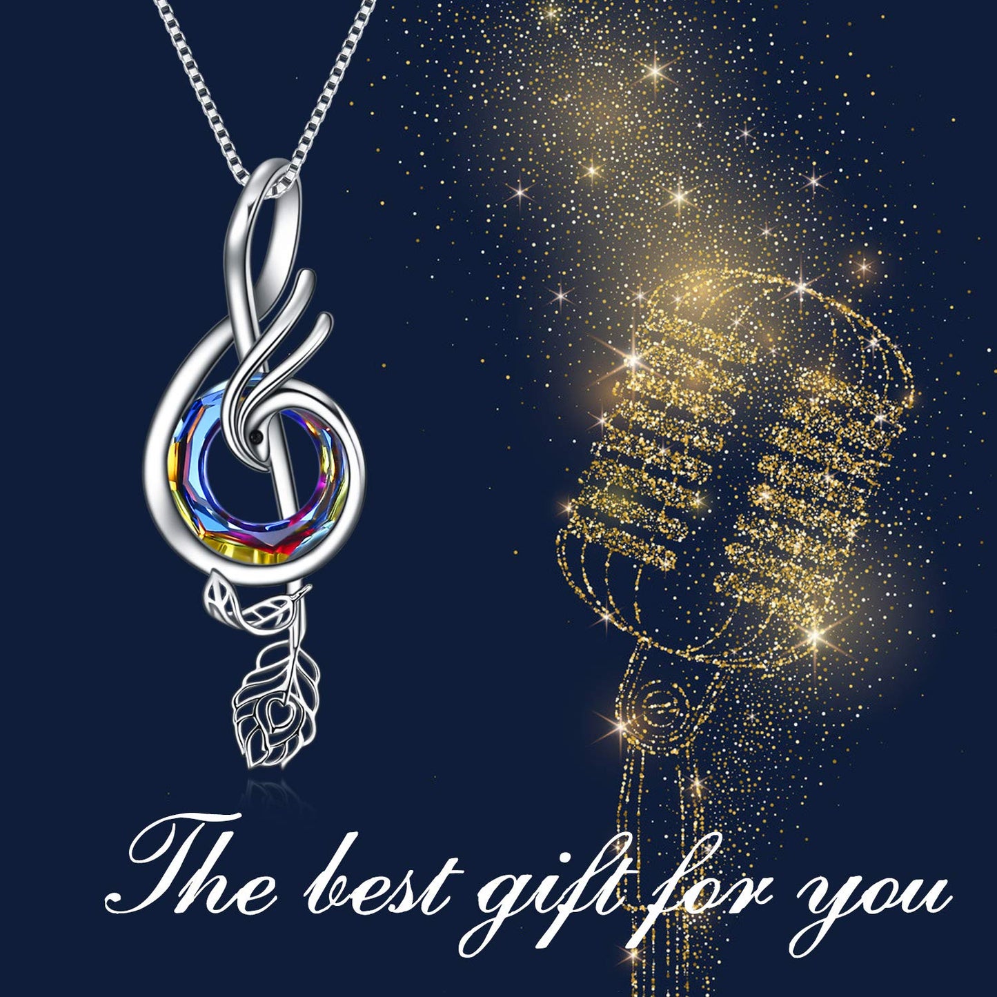 TOUPOP Music Gifts for Women Sterling Silver Music Necklace with Volcano Circle Crystal Phoenix Pendant Necklace Musical Notes Jewelry Gifts for Women Birthday Christmas