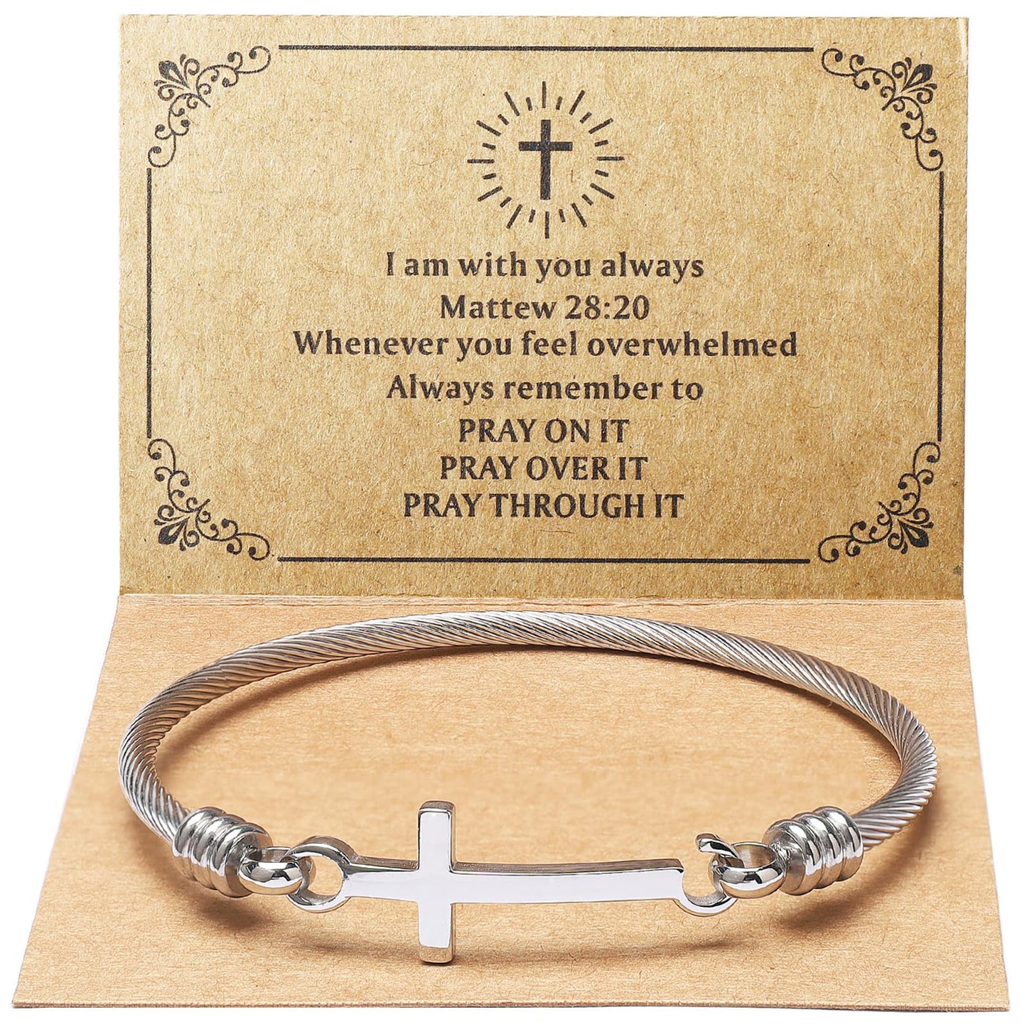 DS Religious Gift for Her Christian Cross Bracelet Bible Verse God is Within Her She Will Not Fall Inspirational Bracelets For Women Stainless Steel Jewelry Gift To Daughter Best Friend (Cross bracelet-Silver 6)