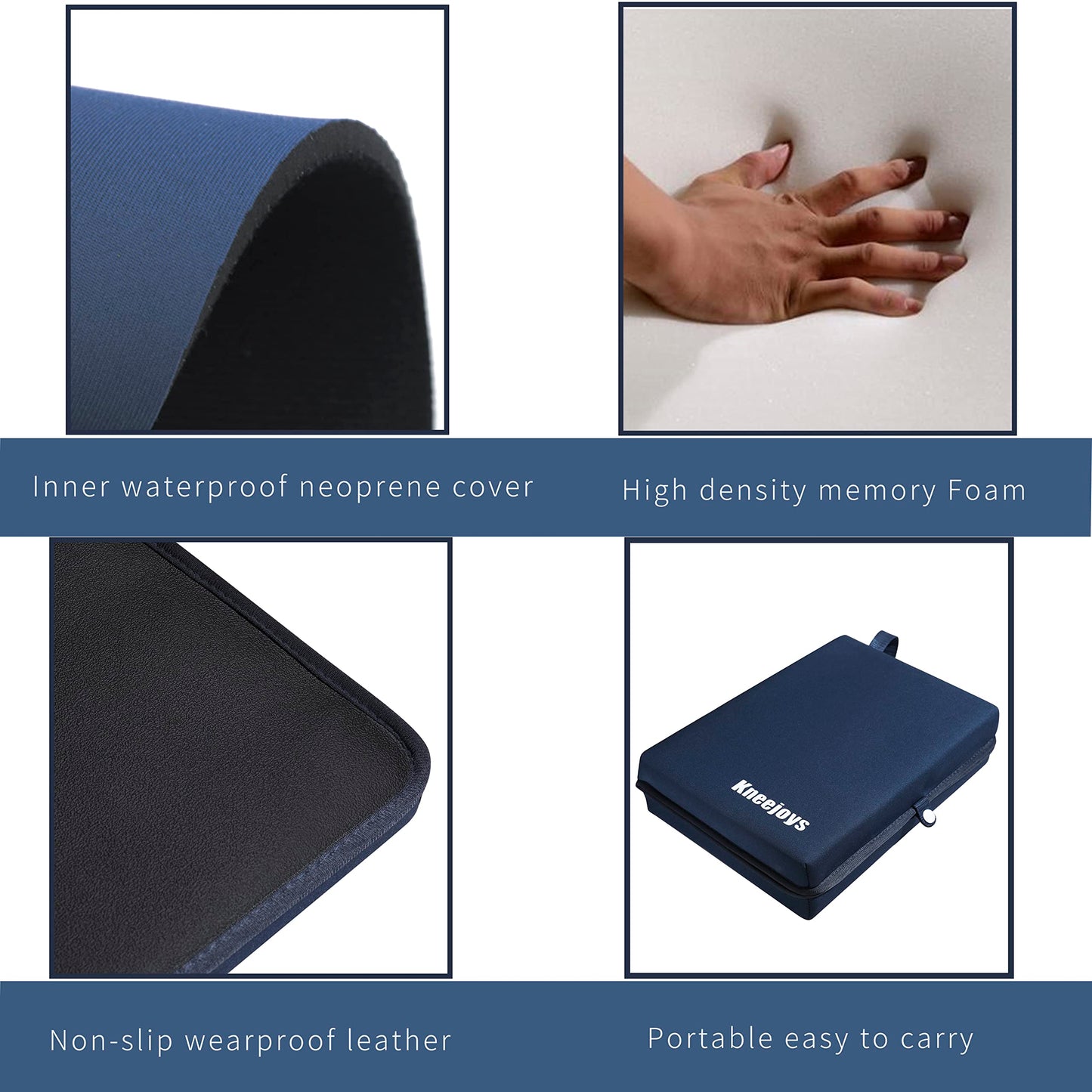 Kneejoys Women & Men Knee Pad - Bath Kneeler with Baby & Garden Kneeling Pads, Yoga Knee Cushion (Nave Blue)