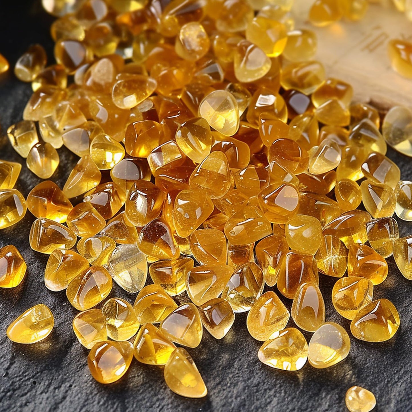 SigMntun Polished Brazilian Citrine Crystal Chips 200 Pcs - 0.3" 10 oz Tumbled Stone Chips Crushed Sea Glass Stones Healing Reiki Crystal Making Home Decoration