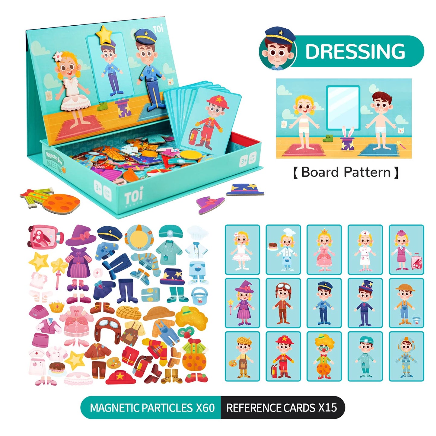 Toi Kids Magnet Toys Magnetic Jigsaw Puzzle Boxes with Game Board for Kids Ages 3-8, Preschool Tabletop Toy for Toddlers, Portable Travel Game, Dressing