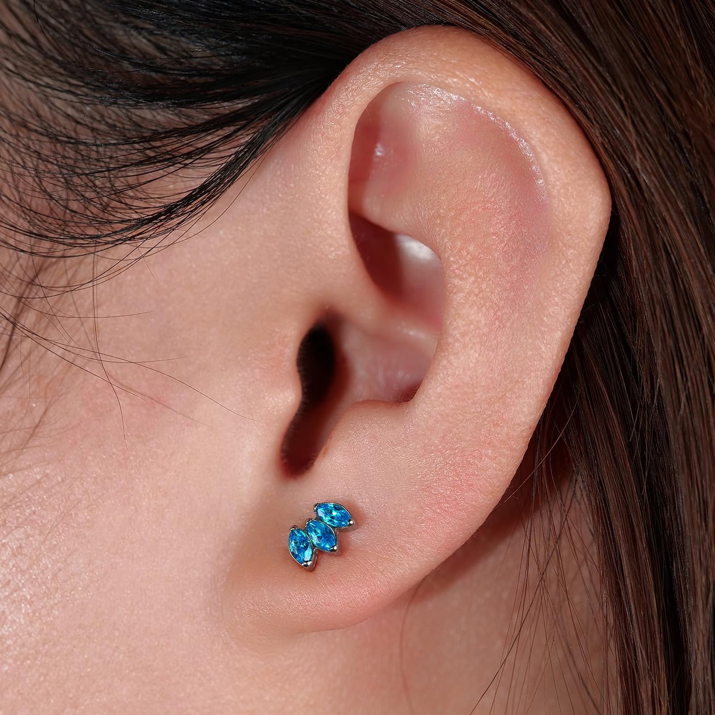 Limerencia Hypoallergenic G23 Pure Titanium Earrings | Crown Cubic Zirconia | F136 Implant Grade Piercing Studs| Suitable for Sensitive Ears Delicate Jewelry (Aquamarine)