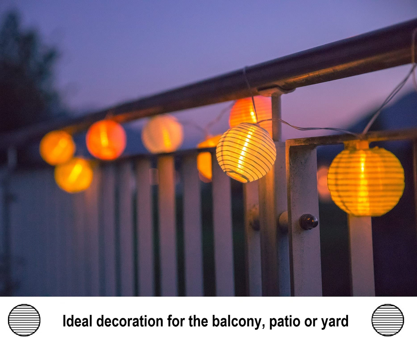Cobus CozyHome Lantern String Lights Outdoor - 20 Lantern LEDs & 23 ft with 8 Modes | Warm White Outdoor Lampion String Lights Electric Lighting 23 ft
