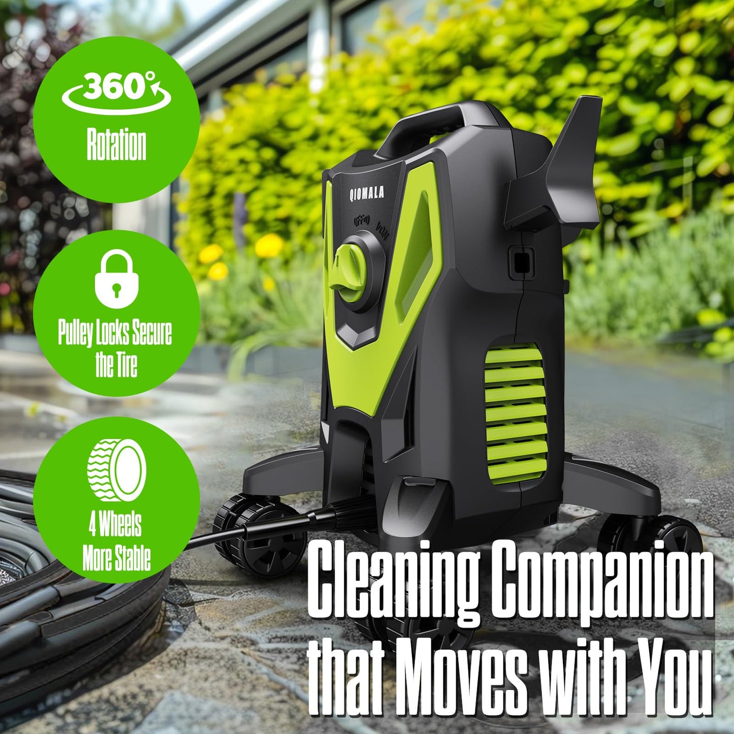 QIOMALA Pressure Washer -4800PSI Power Washer with 4 Quick Connect Nozzles, High Pressure Cleaning Machine with Foam Cannon for Car/Garage/Patio Home Cleaning