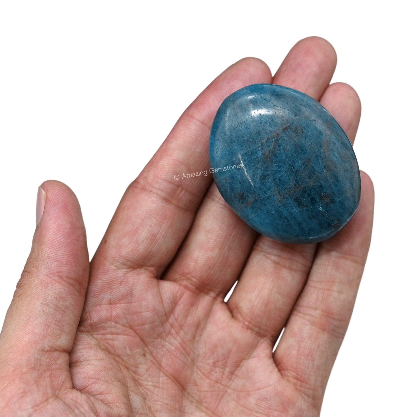 Amazing Gemstone Blue Apatite Crystals and Healing Stones - Palm Stone Crystals Piedra for Good Luck, Balanced Positive Energy, Meditation - Unique Stocking Stuffers and Birthday Gifts for Women, Men