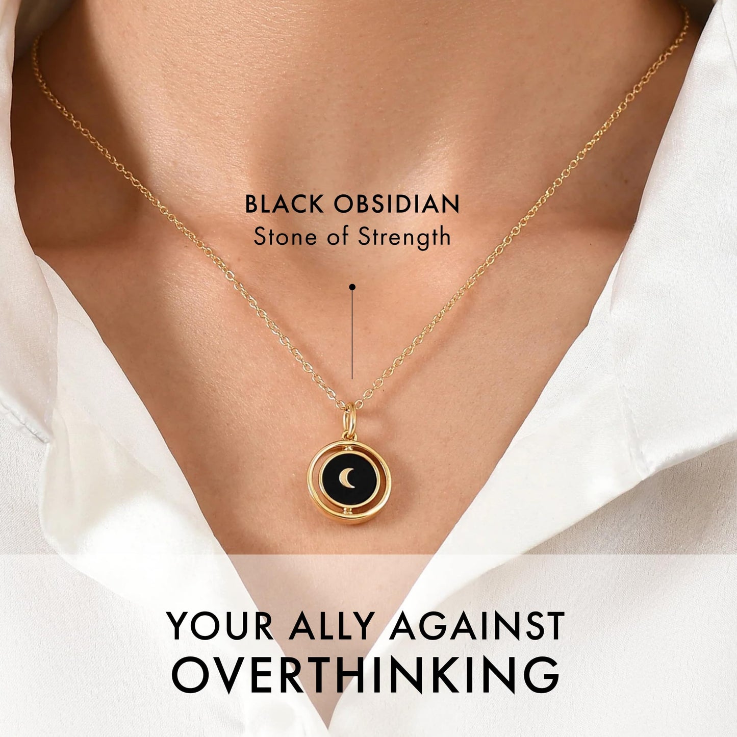 Moon Magic - Authentic Moonstone Necklace for Women | Pearl, Onyx, Black Obsidian Necklaces | Real 925 Sterling Silver/18k Rose Yellow Gold Crystal Necklace for Women | Genuine Gemstone Jewelry