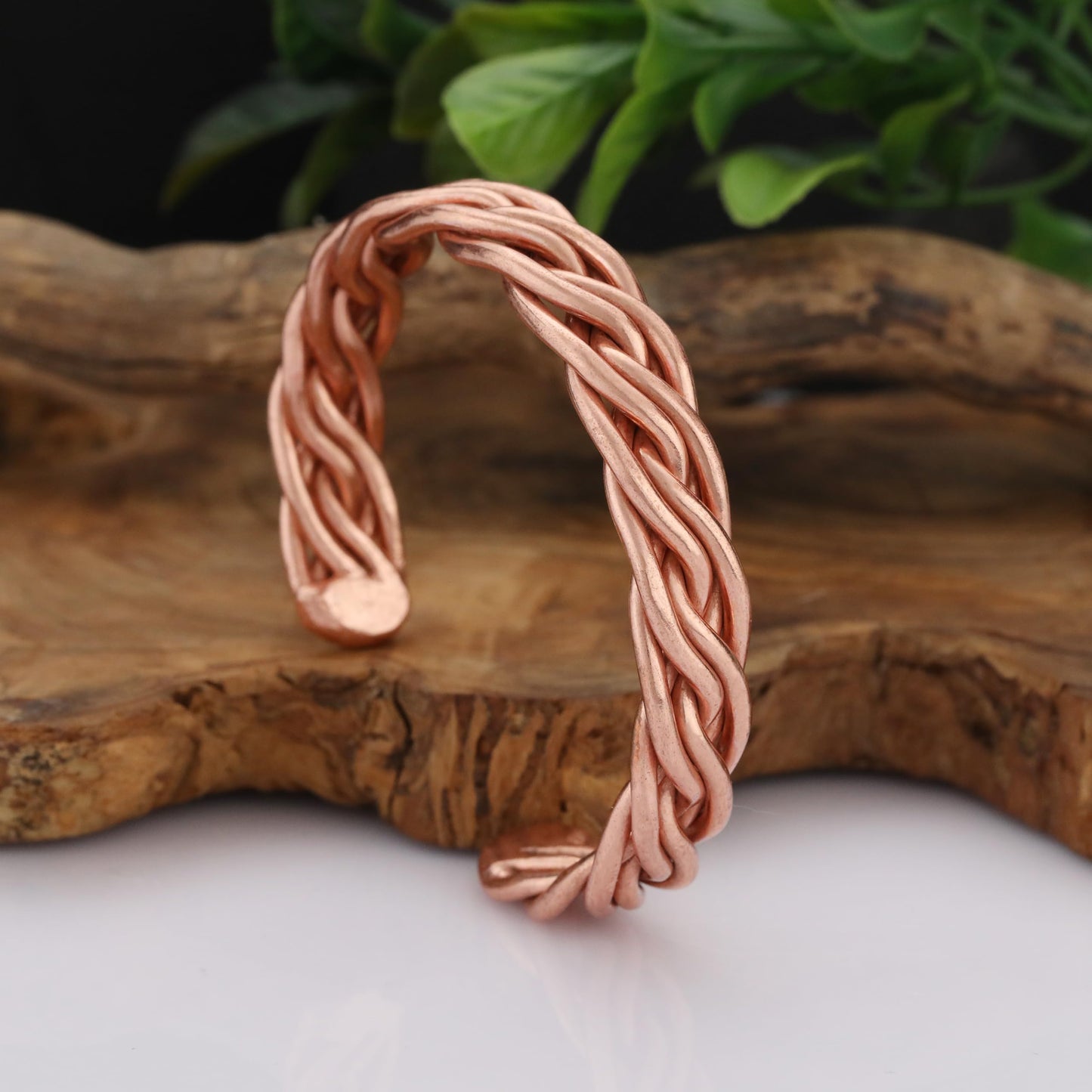 tunarts Handmade Elegant Copper Bracelet for Women and Men-Pure Copper Bracelet for Pain Relief-Adjustable,Thickest,Twisted Copper Wire Bracelet (red folded)