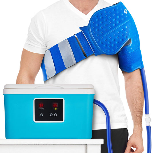 PhysioNatural Cold Therapy System with Large Shoulder Pad — for Post-Surgery Care, Rotator Cuff Tears, Swelling, Sprains, Inflammation, and Other Injuries — Wearable, Adjustable, Ergonomic — Cryotherapy Freeze Kit