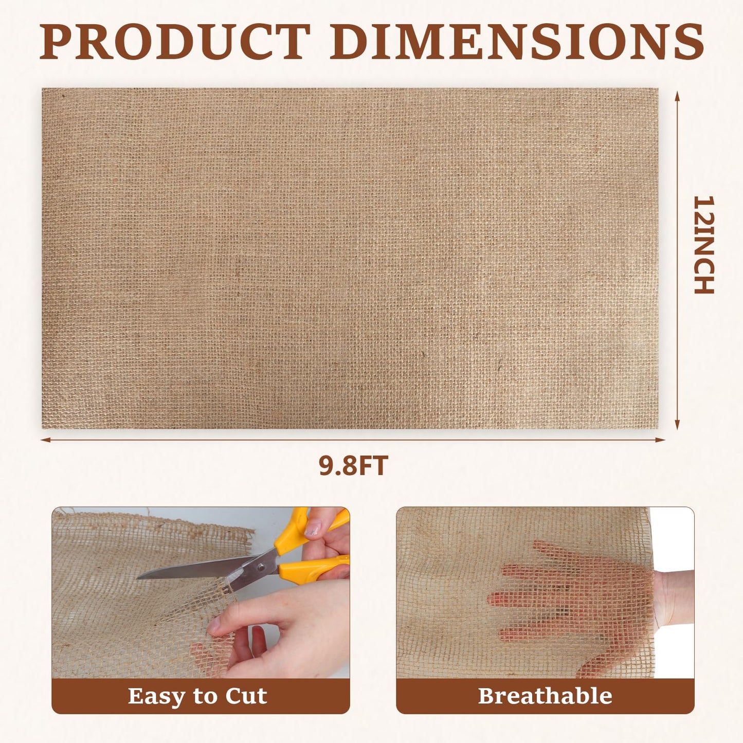 Ztzfacai 15FT x 40" Natural Jute Burlap Fabric, Burlap Cloth for Weed Barrier,DIY Crafts&Party Decor, Burlap Plant Covers Winter Freeze Protection, Burlap Tree Trunk Wrap for Outdoor Shrubs