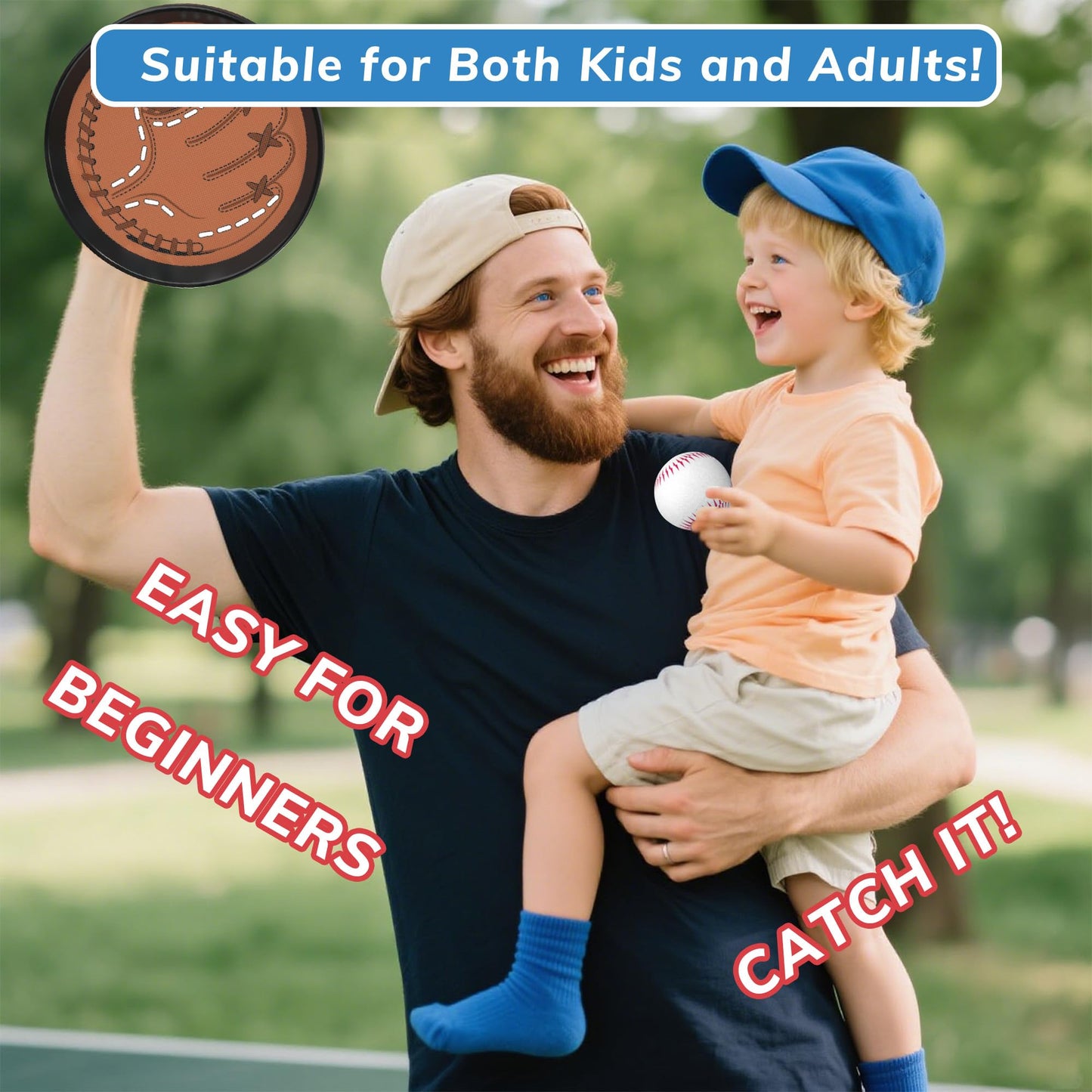 New 2026 Toss and Catch Game Ball Set Beginner Baseball Training Glove - Premium Toy Paddle Fits All Hand Sizes Toddlers Teens & Adults, Fun Gift Idea for Boys & Girls Toddler Baseball Glove (4 Pack)