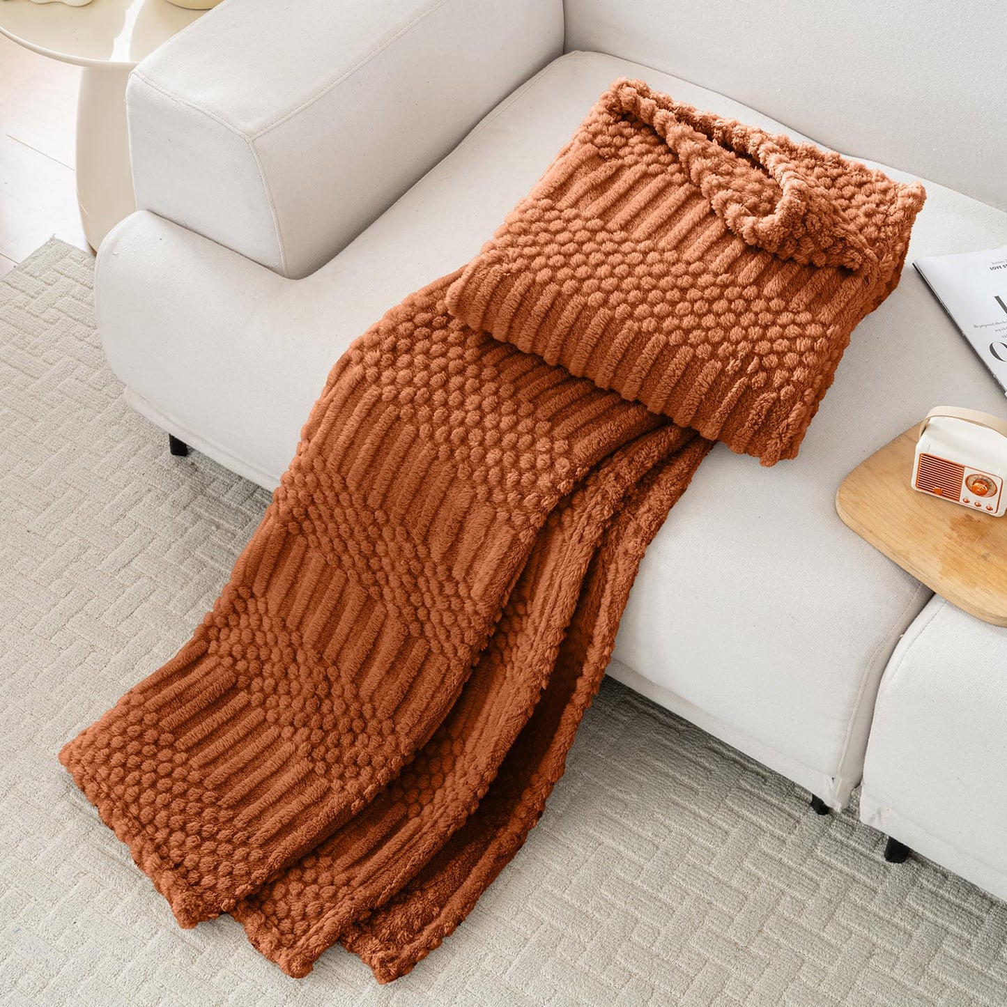 50x70 Inch Rust Throw Blanket - Soft & Fluffy Fleece, Cute & Aesthetic, Perfect for Sofa, Couch, Chair, Bed, Living Room & Bedroom, All-Season Use, Plush & Cozy Decorative Fall Blanket