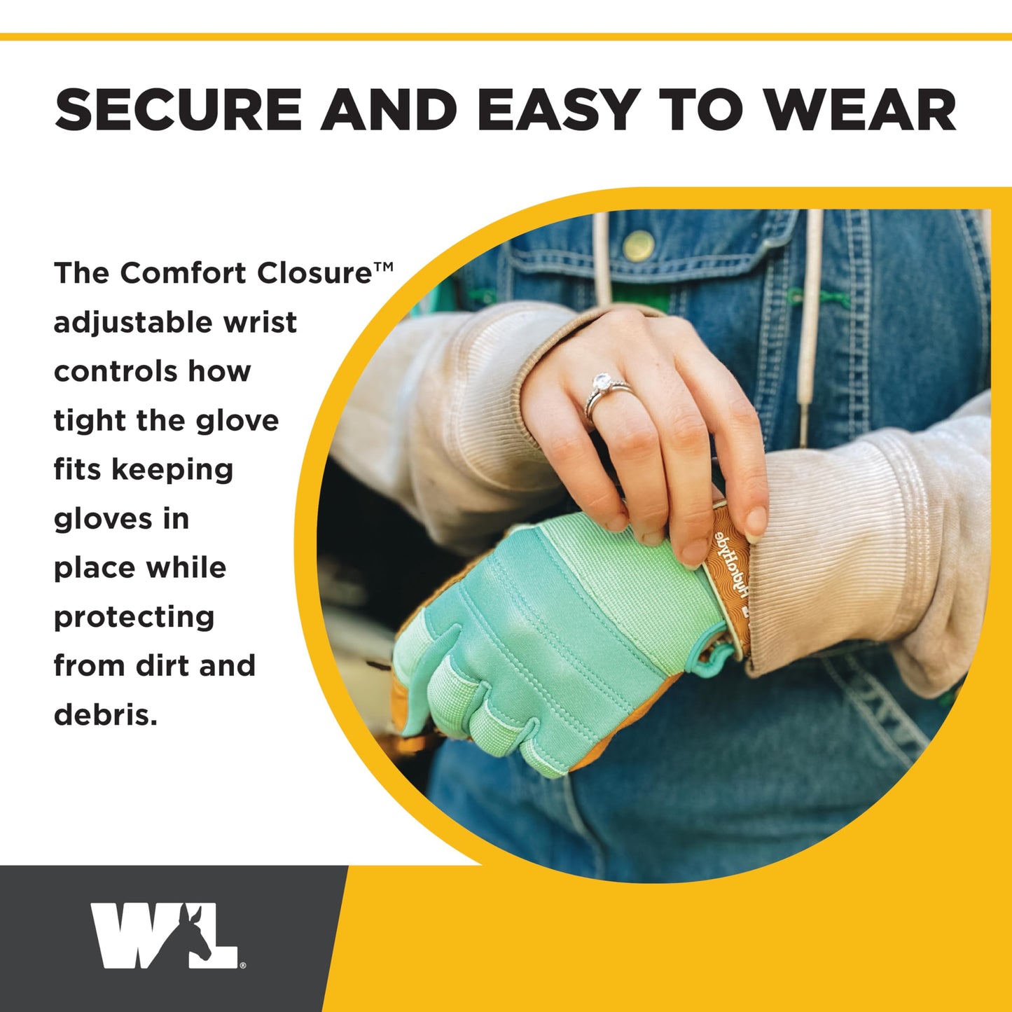 Wells Lamont Women's HydraHyde Leather Hybrid Gloves – Water-Resistant, Durable Cowhide Palm, Spandex Stretch Back – Ideal Landscaping/Farming/Gardening Gloves – Adjustable Wrist – Small, Blue (3250S)